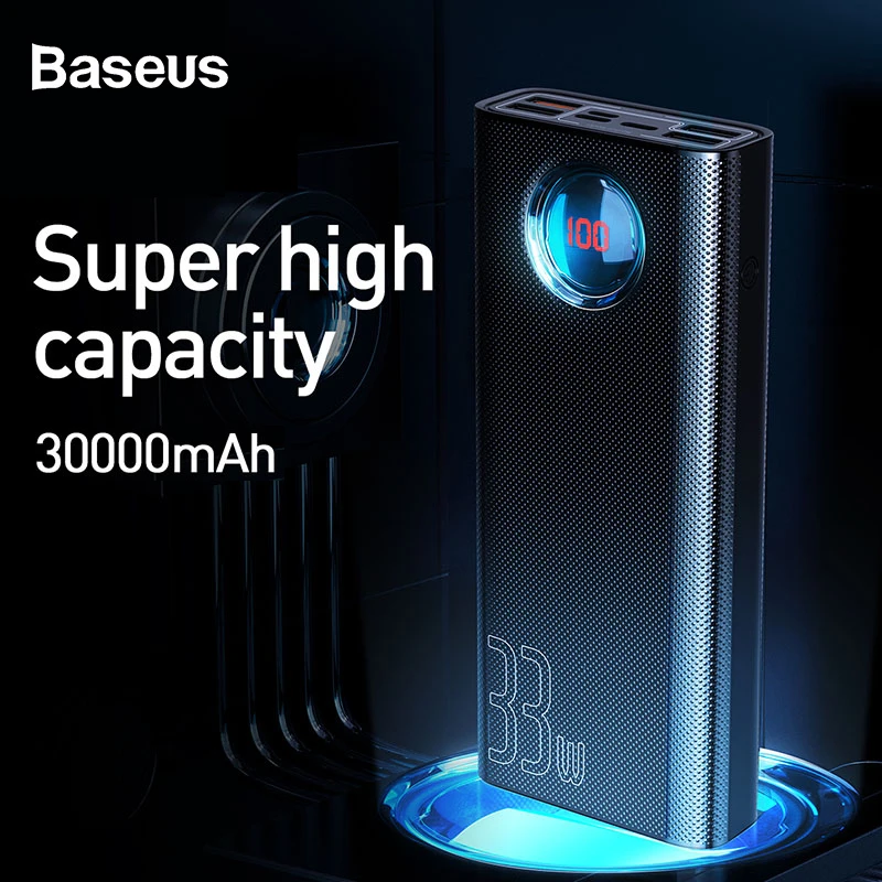 Baseus, 30000 мА/ч, зарядное устройство QC 3,0+ PD, быстрое зарядное устройство, 33 Вт, зарядное устройство для телефона, зарядное устройство для iPhone, Внешнее зарядное устройство, повербанк