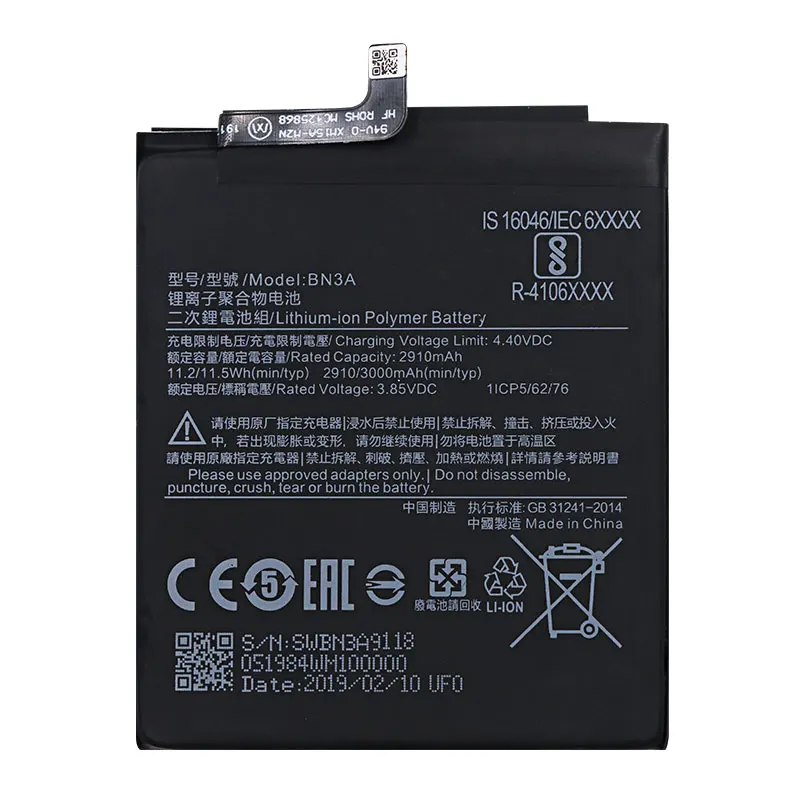 Оригинальный аккумулятор BN3A 3000 мАч для XiaoMi Redmi Go Batterie Bateria Аккумулятор батарея