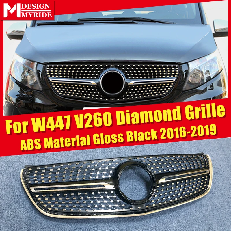 Бриллиантовая решетка для гриля V Class W447 подходит MercedesMB Vito Sport V260 V250 ABS черные грили