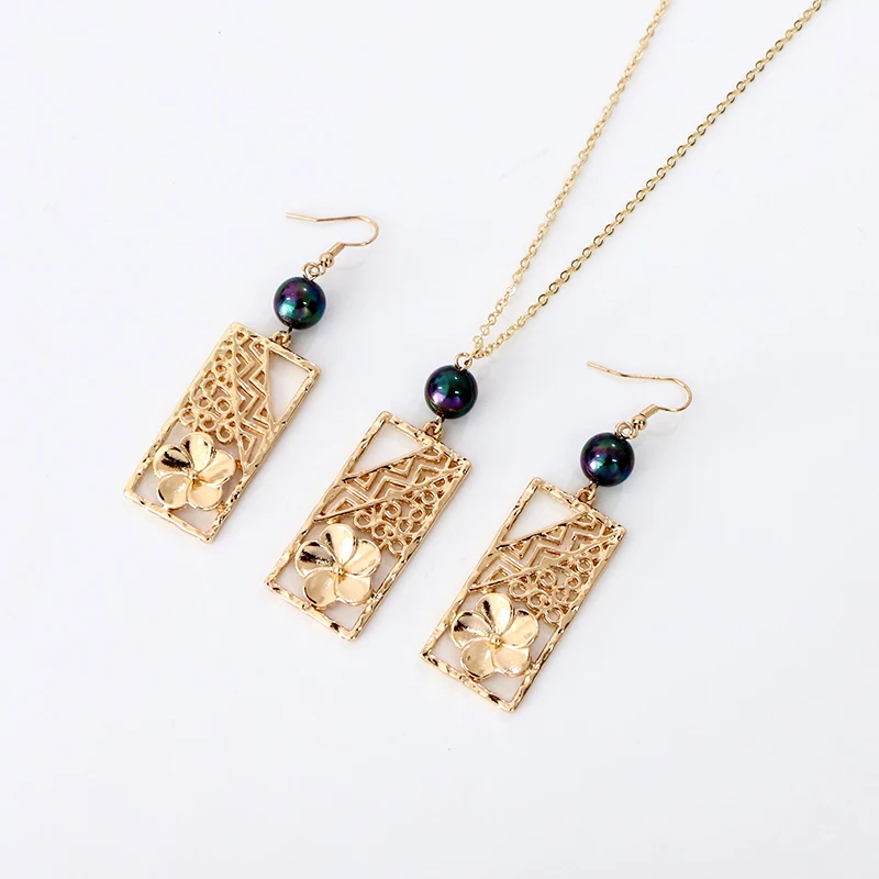 Комплект украшений из ожерелья сережек жемчуга полинезийского Гавайского Самоа