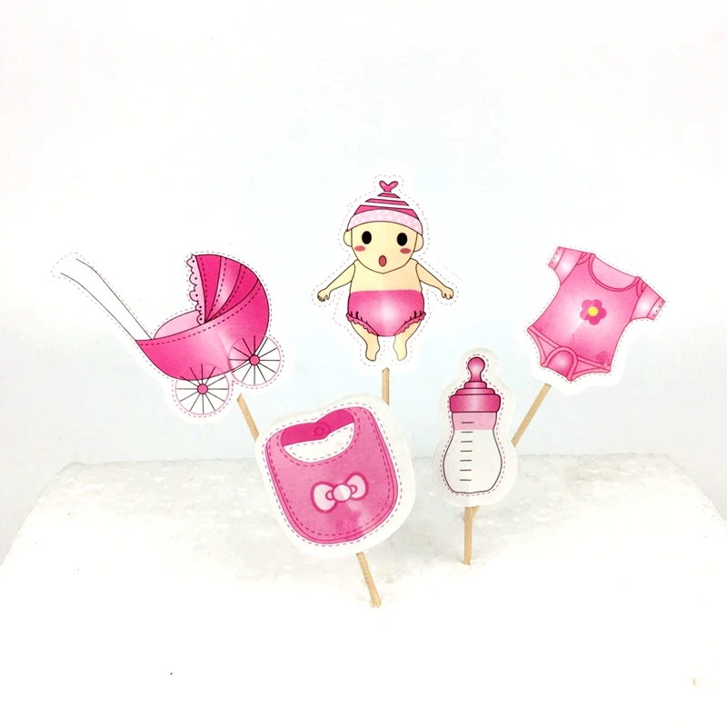 24 шт. Милая Детская Бутылочка Корзина Одежда обертка для капкейков топперы