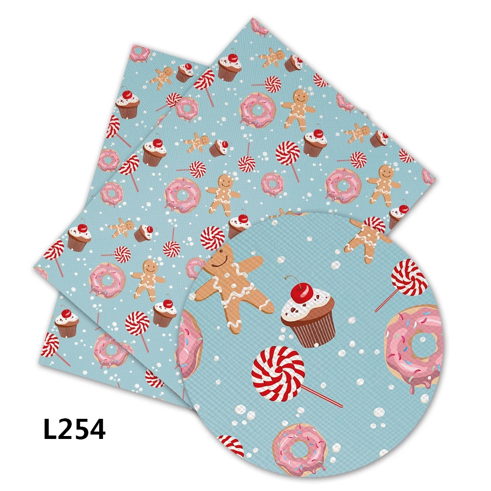 L254 Diy аксессуары 30*136 см Рождественский Санта Клаус напечатанный искусственная Синтетическая кожа листы для банта, DIY материалы ручной работы L251 - Цвет: L254