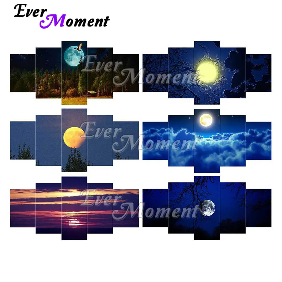 

Ever Moment Diamond Painting Multi-picture Combination Wall Decoration Embroidery Moon Night Diamond Display Beads Art 2M005