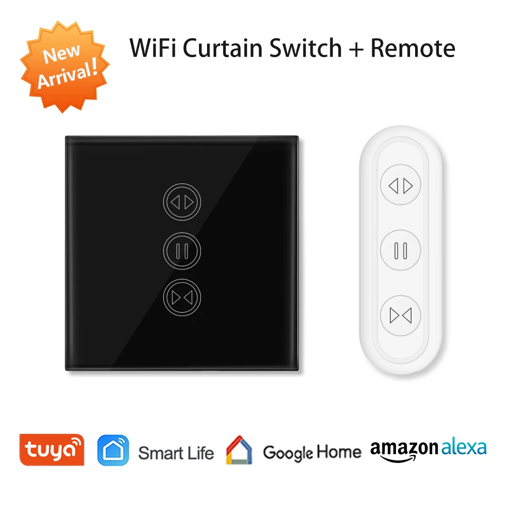 BLACK Panel Дистанционное управление слепой затвор Tuya Smart Life EU WiFi занавес сенсорный переключатель Голосовое управление от Google Home Alexa эхо приложение таймер - Цвет: BLACK Panel