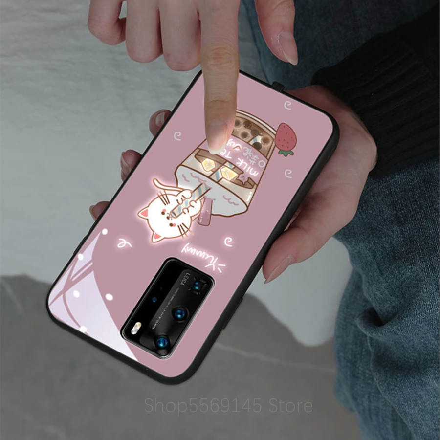 Противоударный стеклянный чехол с подсветкой для звонков Huawei P30 P20 P40 Pro