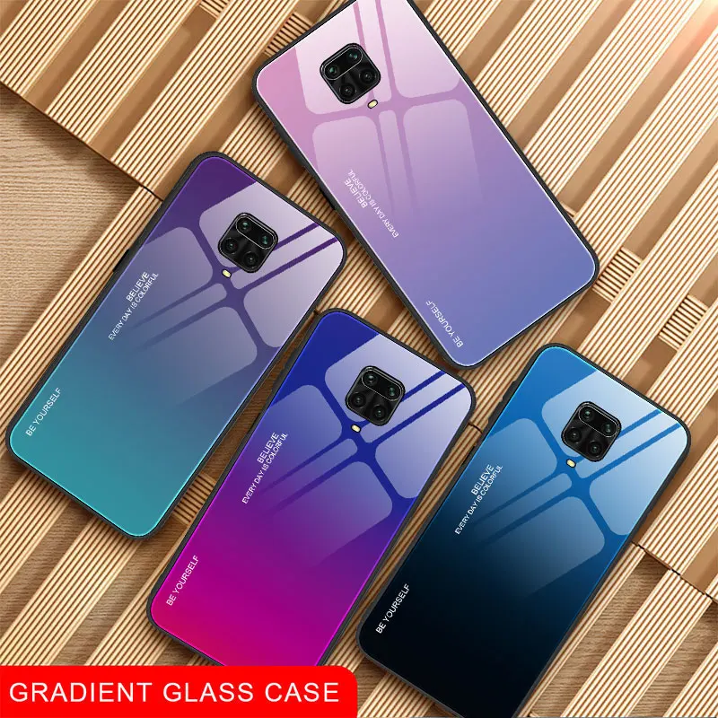 Gradient Glass Phone Case For Xiaomi Redmi Note 9 9Pro Max 9S 10 Poco M3 Silicone Coque Redmi Note 11 12 10 Pro Plus Poco M4 Pro