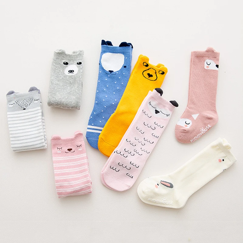 Cute Cotton Baby Stocking with Ears 0-4 Years Anti-Slip Infant Knee High Newborn 8 Colors | Мать и ребенок