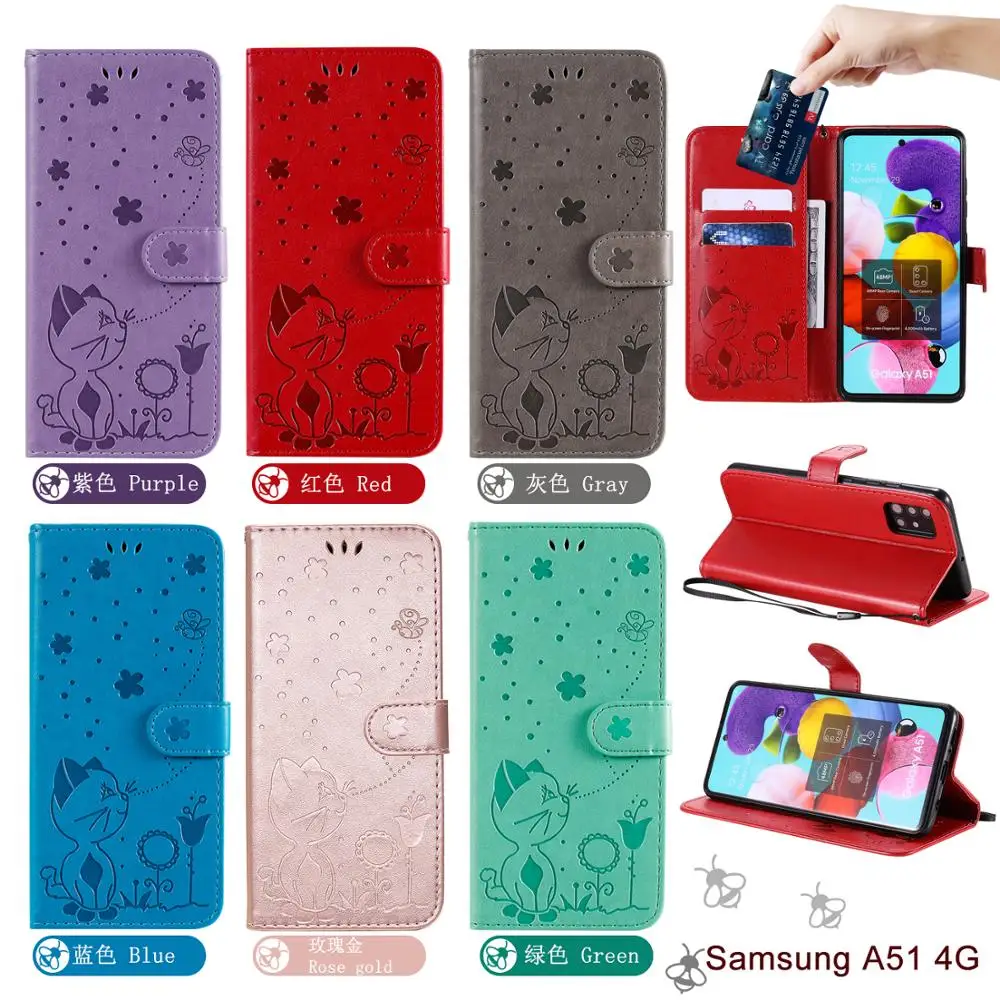 

Cartoon Cat Flip Case For OPPO F5 F7 F9 A1 A5 A3s A83 A39 A57 A5s A7 AX7 AX5 A73 A73T R15 N Little Bee Leather Wallet Phone Case