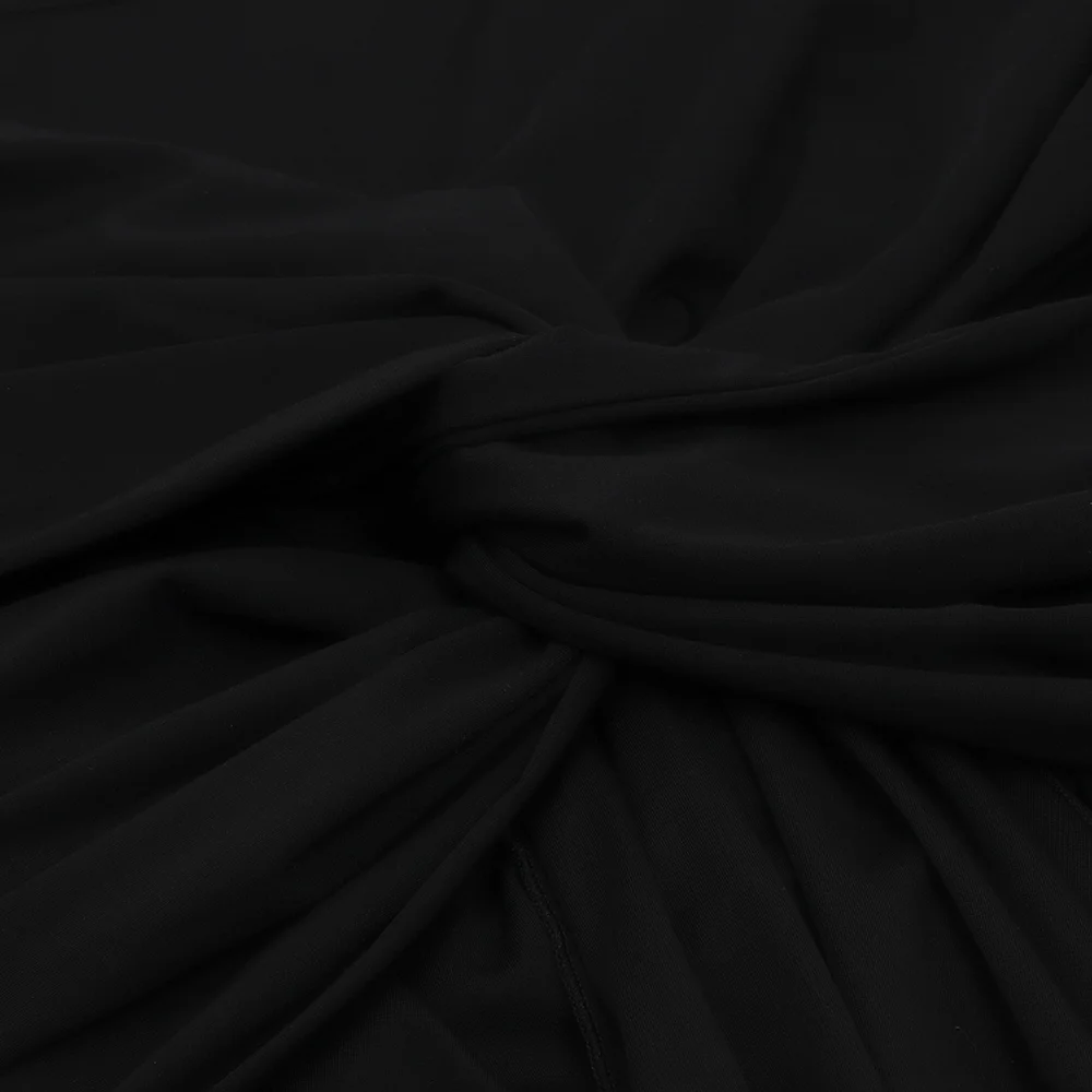 

Fashion Women Black V-neck Sexy Dress Regular Full Pleated Chest wrapping evening Club Celebrity Party Runway Party Dress