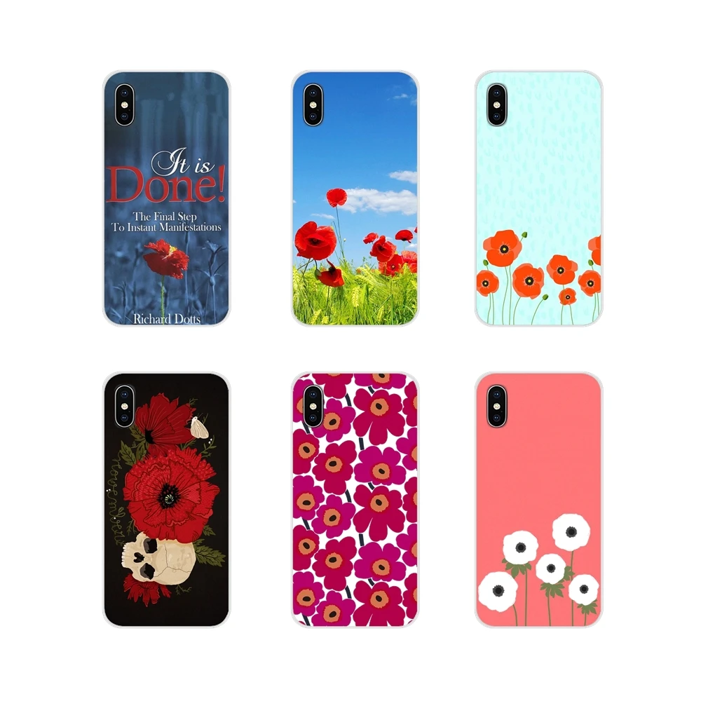 Мягкий чехол для Huawei G7 G8 P7 P8 P9 P10 P20 P30 Lite Mini Pro P Smart Plus 2017 2018 2019 красный Маки на черном