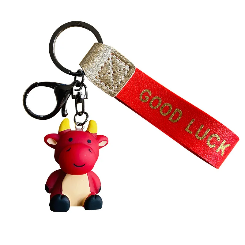 

Classic French Punk Calf Keychains Accessories Men Car Key Chains Jewelry PU Leather Dog Key Rings For Women Bag Charm Trinket