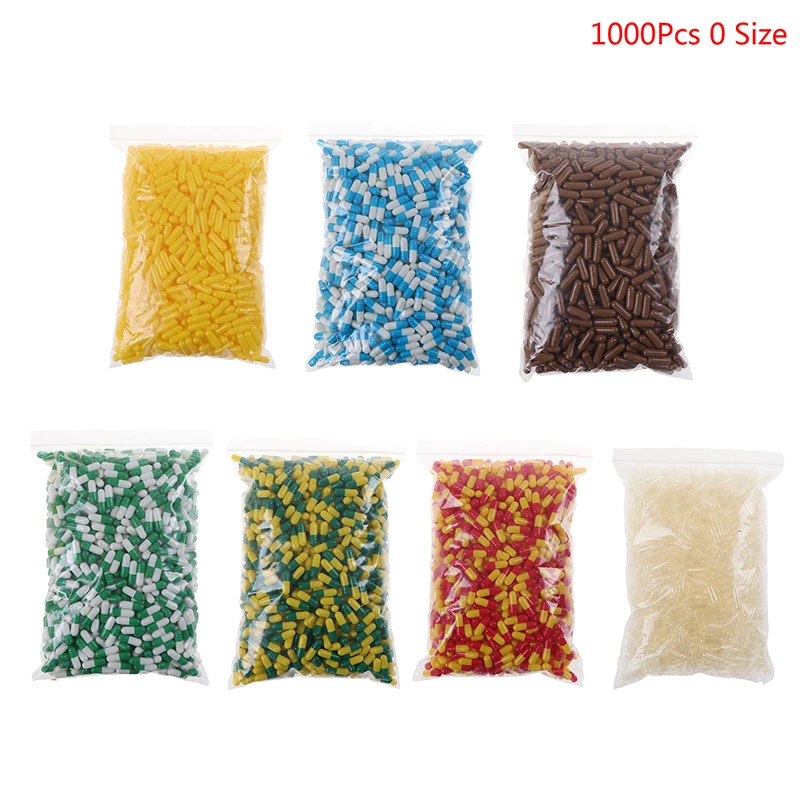 1000Pcs/bag Colorful Empty Medicine Capsule 0# Hard Gelatin Clear Kosher Gel For Pills Refill Storage | Красота и здоровье