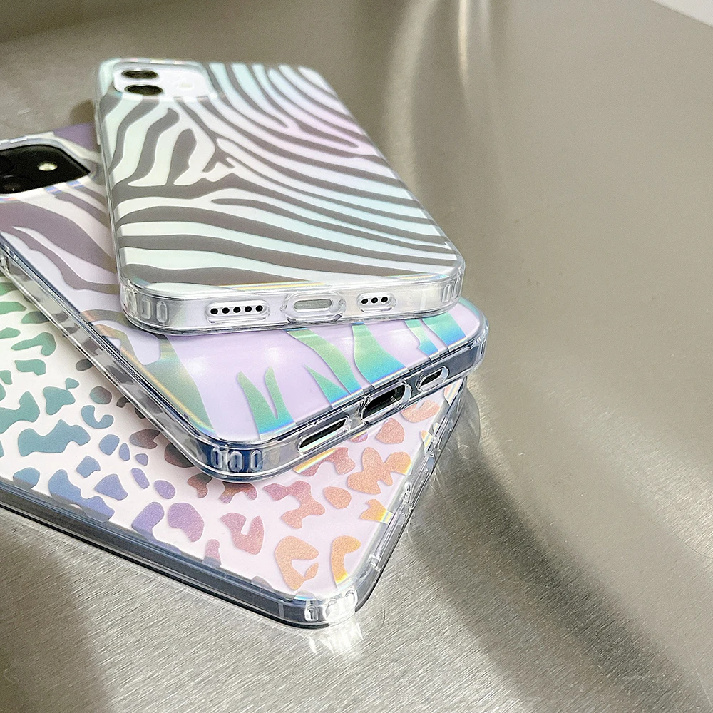 

LOVECOM Laser Gradient Leopard Print Clear Phone Case For iPhone 12 Pro 11 Pro Max XS Max XR X 7 8 Plus Coque Soft IMD Fundas
