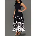 Женское винтажное платье-туника без рукавов, длинный сарафан с цветочным принтом
