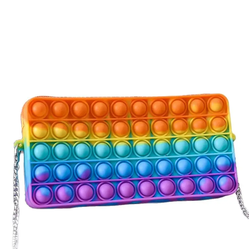 Pops Fidget Rectangle Bag For Kids  Reliver Rainbow Stress Toys Push Bubble Simple Dimmer Anti-stress Tool Sensory Gift enlarge