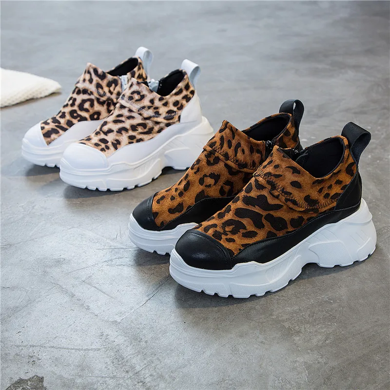 RASMEUP/женские кроссовки из натуральной кожи с леопардовым принтом коллекция 2019