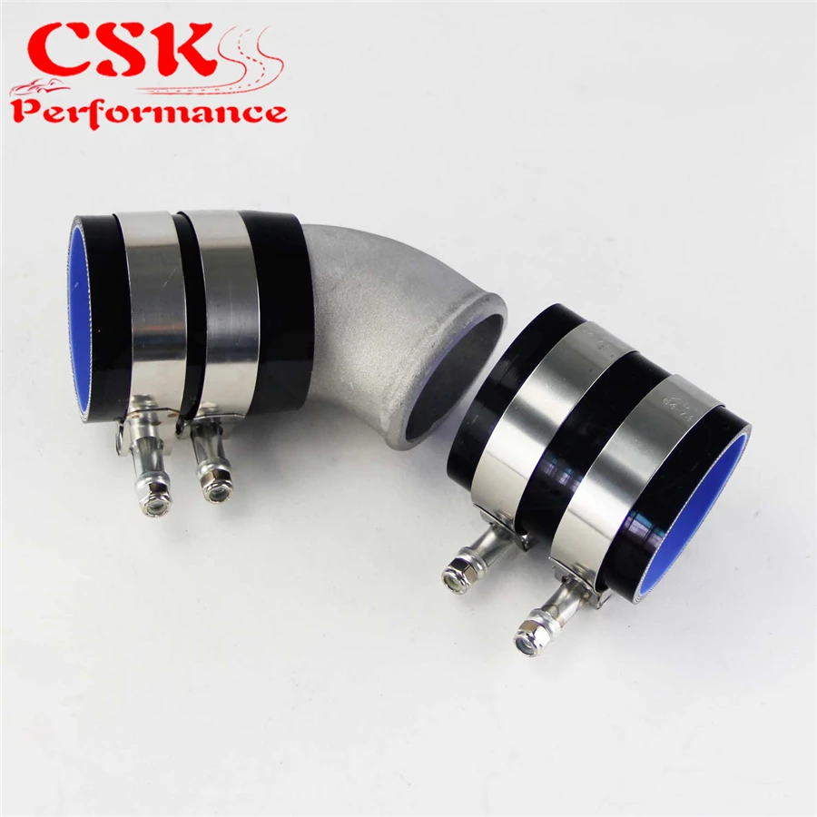 2 5 &quotлитой алюминий 45 градусов локоть трубы турбо интеркулер + силиконовый шланг