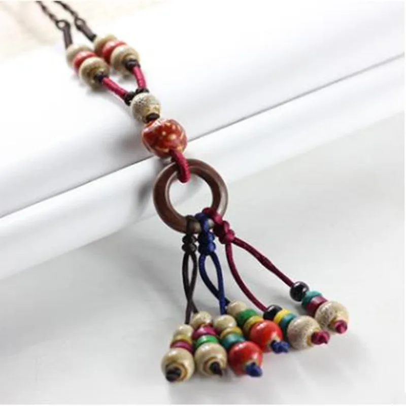 Женское осенне зимнее керамическое Модное Длинное Ожерелье с кисточками женский