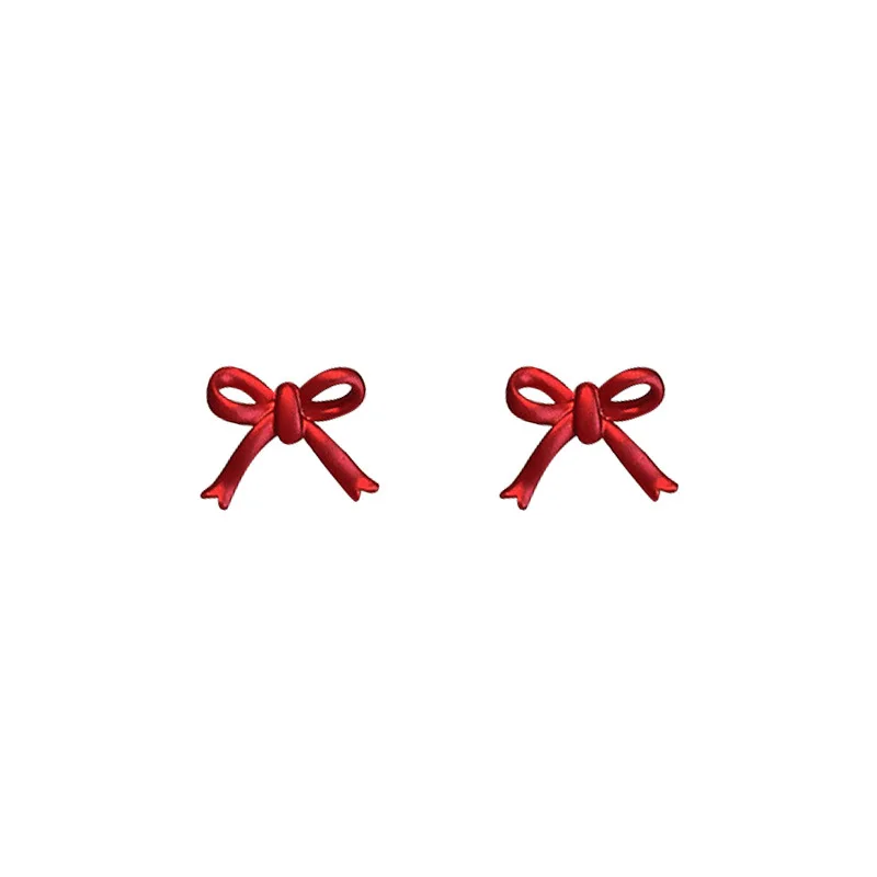 

Red Ribbon Bowknot Earrings New Year Contracted Joker Fashion Retro Earrings Girl Women Jewelry Gift Accessories .The Wedding