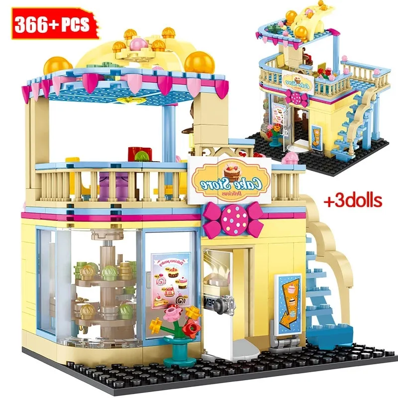 

City Street View DIY Fashion Shop Building Blocks Assembling for Friends Delicious Dessert Cake Store Bricks Toys for Childrenl