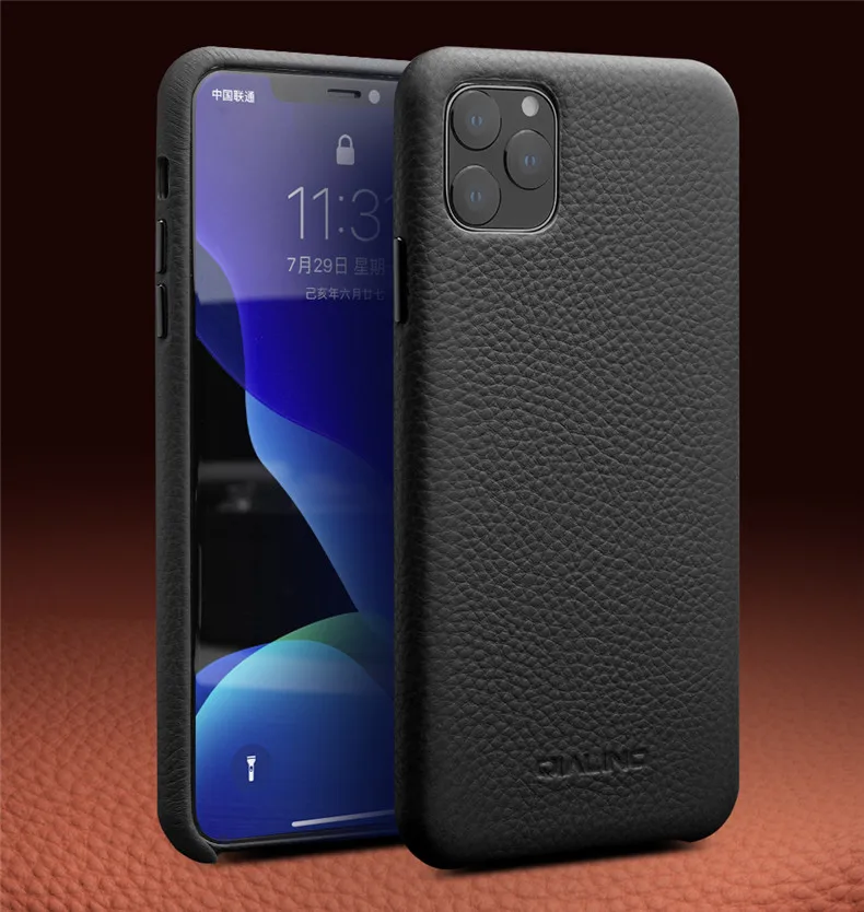 Qialino бренд натуральная кожа флип чехол для iPhone 11 Pro Max натуральная коровья кожа задняя крышка для iPhone11 полный край защиты