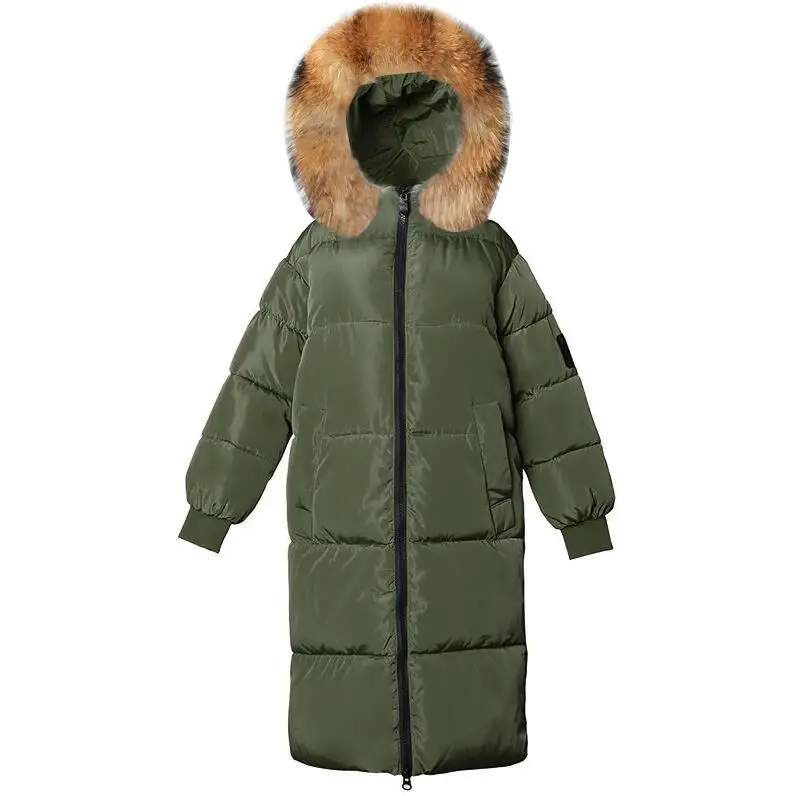 X-Long пуховые парки Зимняя теплая Женская куртка новинка Свободное пальто женское зимнее пальто теплая зимняя куртка с капюшоном Женская Плюс Размер 7XL - Цвет: army green 2