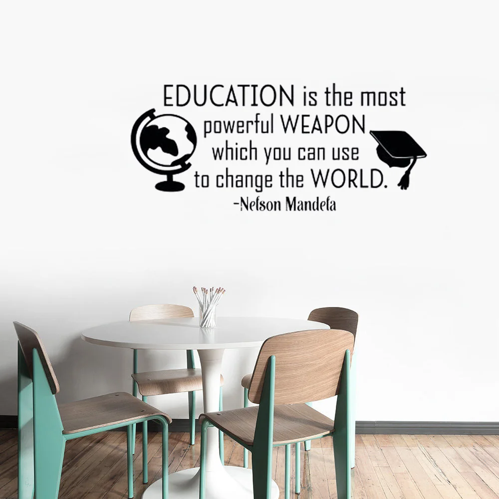 

Education Is The Most Powerful Weapon Wall Sticker Inspirational Wall Decal Quote Removable Vinyl Wall Art Murals Poster