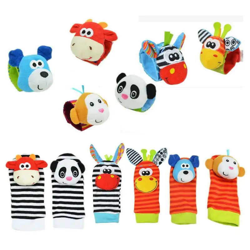 

Animal Rattle Baby Watch with Wrist Strap Socks with Rattle Bell Toy Newborn Socks Baby W8Y1