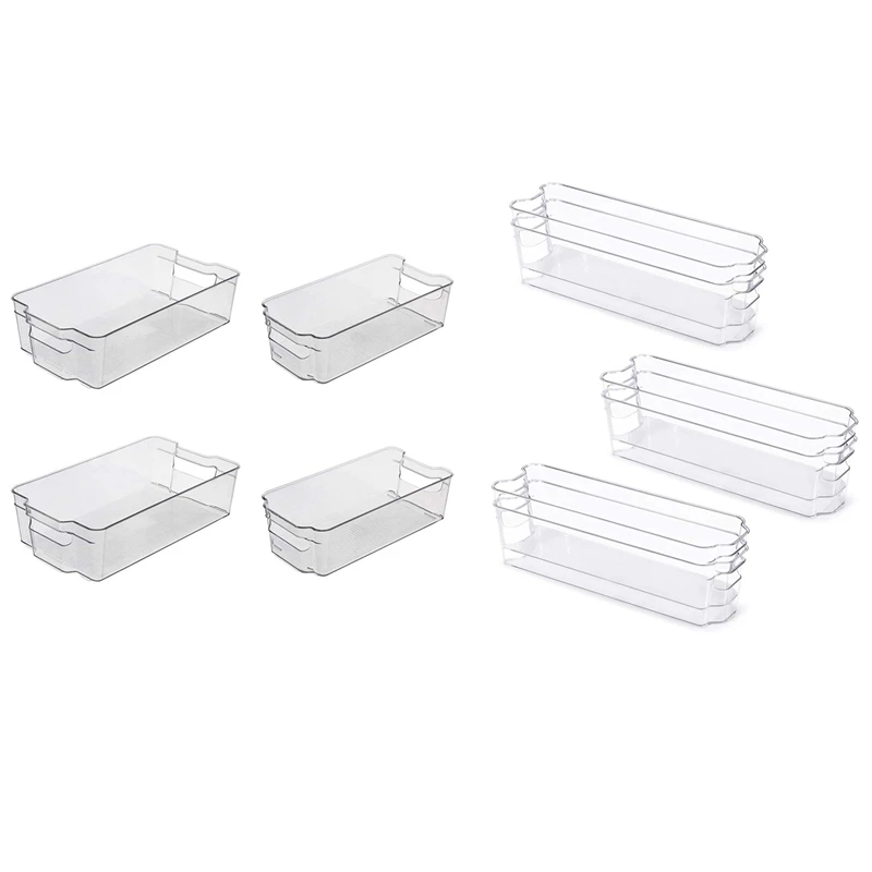 

Promotion! 10 Pcs Clear Pantry Organizer Bins Household Plastic Food Storage Baske, 4 Pcs A & 6 Pcs B