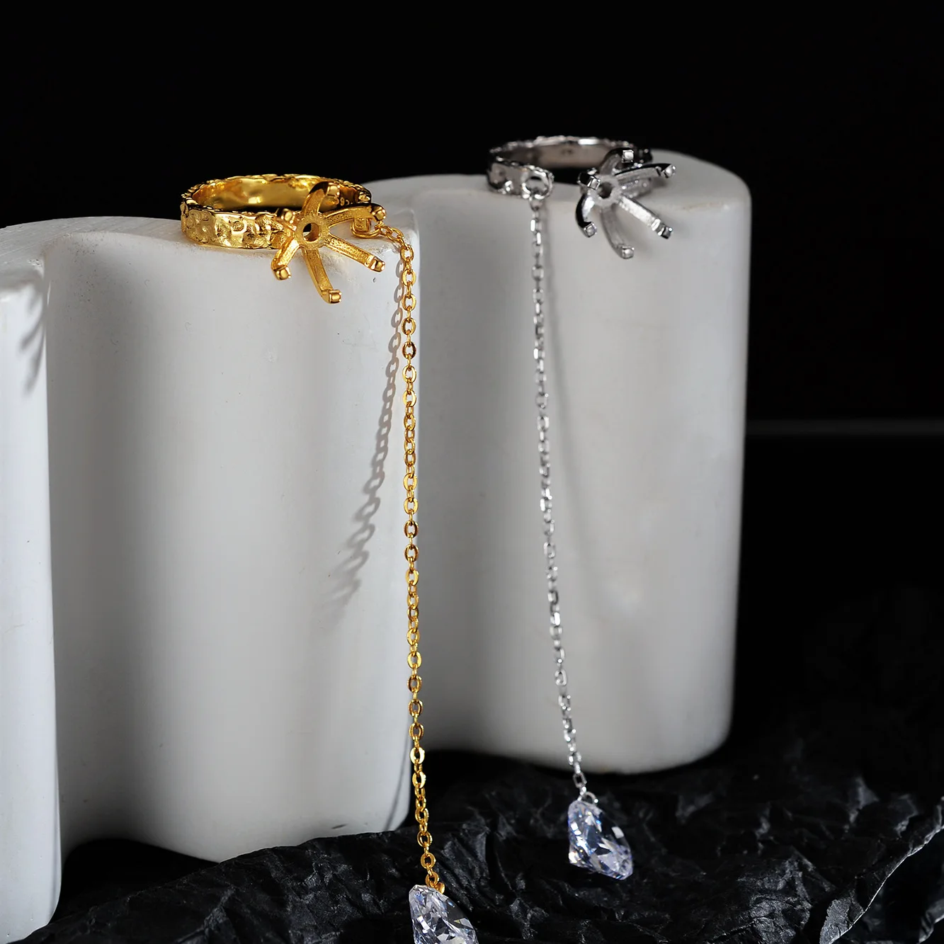 

Sterling Silver 925 Korean Simple Chain Ring Female Opening Finger Rings For Women Designer Punk Party Adjustable 2021 Jewelry