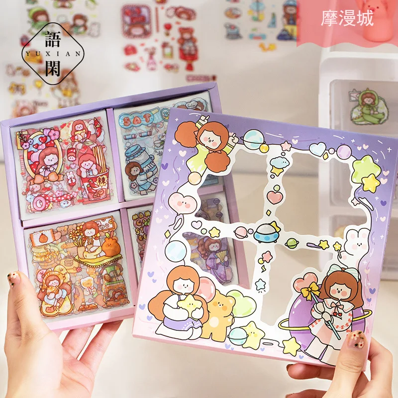 

100 листов, Мультяшные эстетические наклейки «Жизнь девочки», милые наклейки с ручной росписью «клубника», персонализированные канцелярские принадлежности