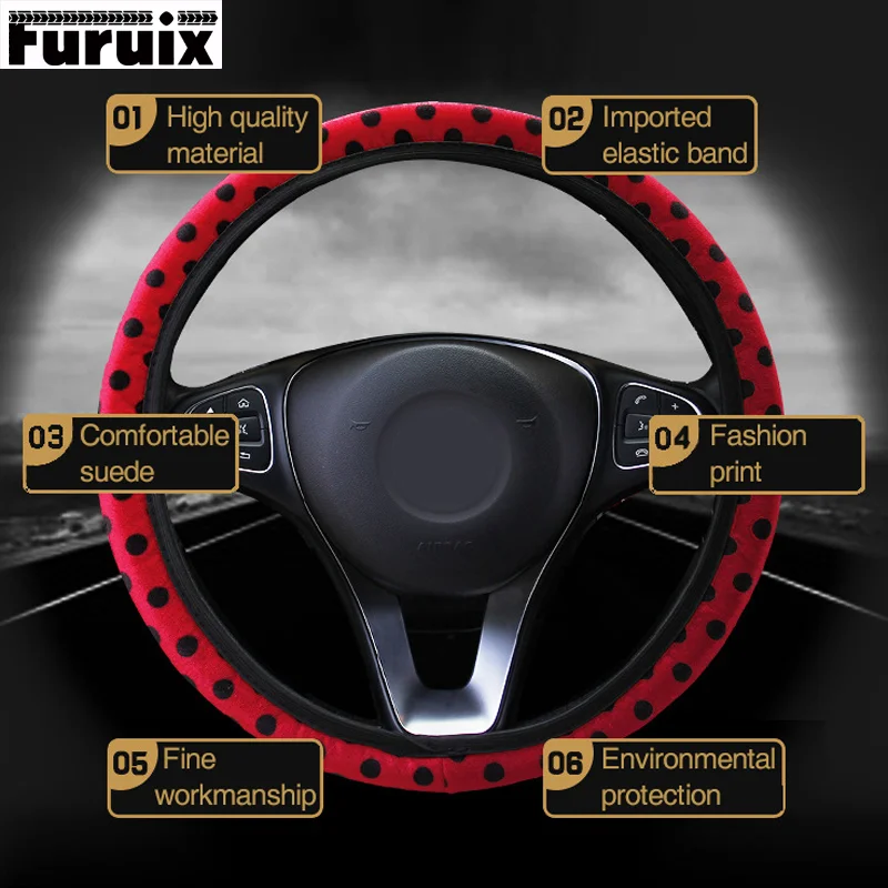 

38Cm Fashion Steering Wheel Cover DIY Wheel Cover Soft Plush Steering-Wheel Car Styling Interior Car Interior Accessories