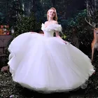 Белое платье феи Золушки, Пышное Бальное Платье с открытыми плечами, платье для выпускного вечера с бисером, элегантное милое платье 15, 2021