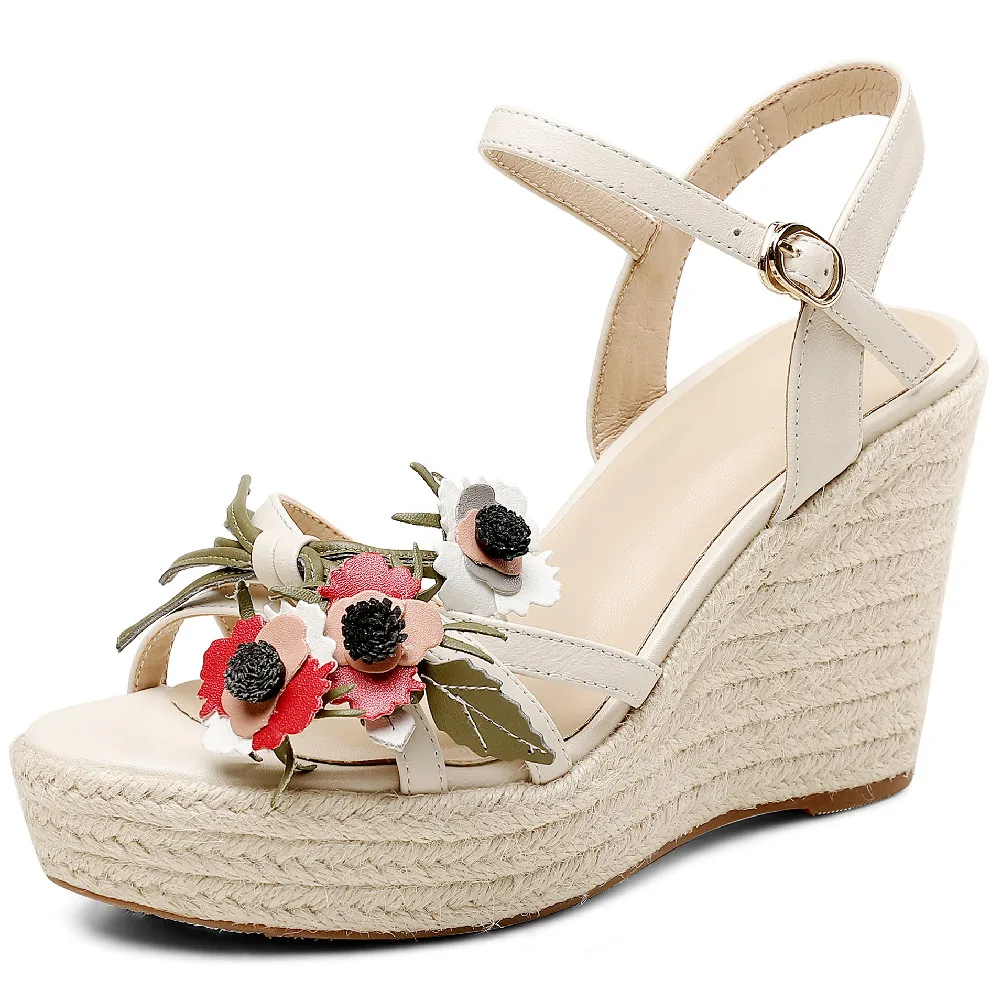 

Женские босоножки на танкетке из натуральной кожи, сандалии на высоком каблуке, туфли-лодочки с узким ремешком, с открытым носком, из пеньки,...