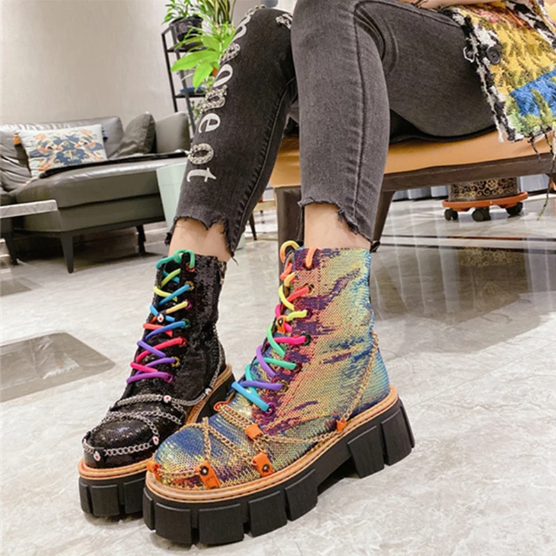 

Women Boots Color Thick-soled Trendy Women Shoes Women Thick-heeled Martin Boots 2022 New Outdoor Shoes botas de mujer zapatill