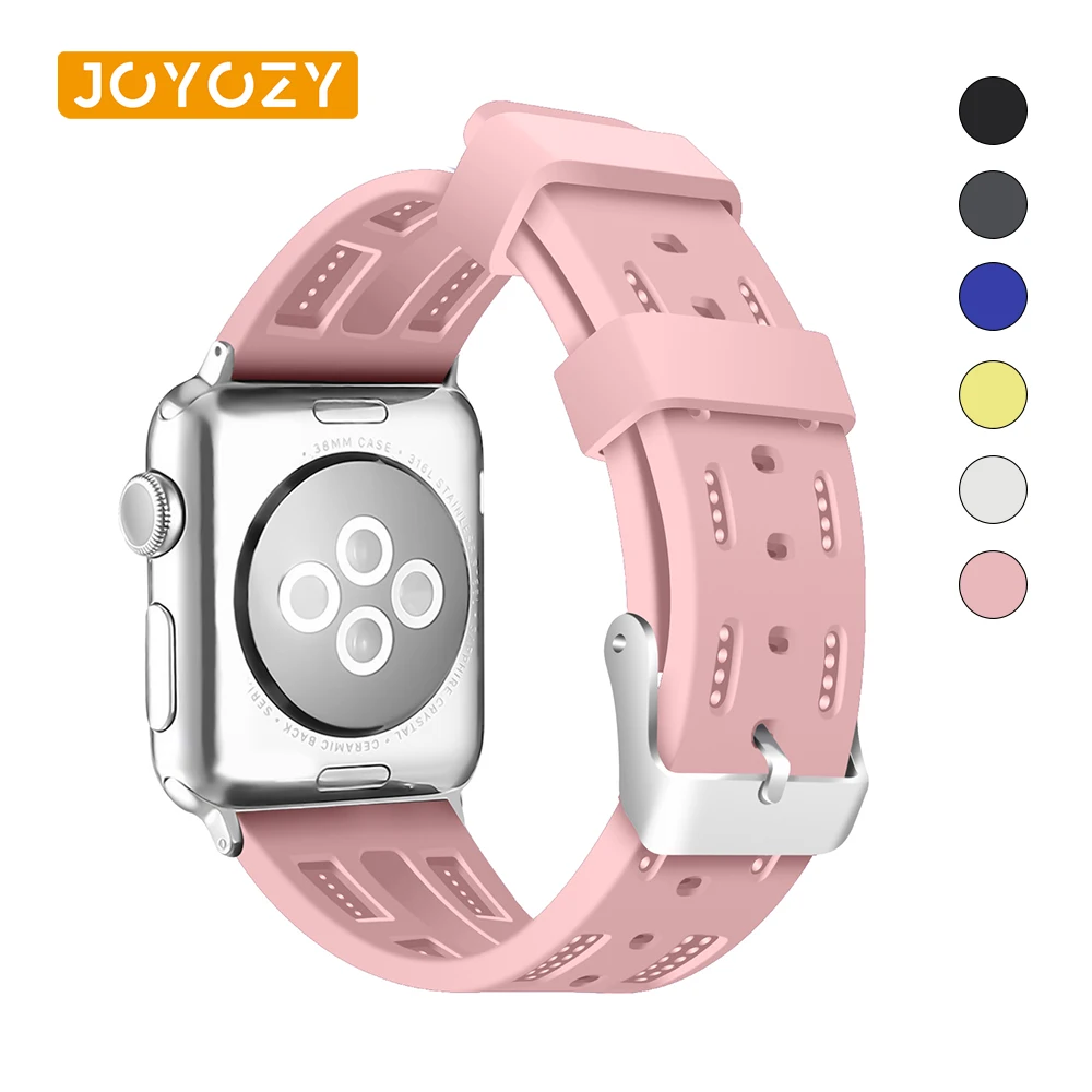 Joyozy дышащий силиконовый ремешок для apple watch 38 мм/40 мм/42 мм/44 мм сменный спортивный