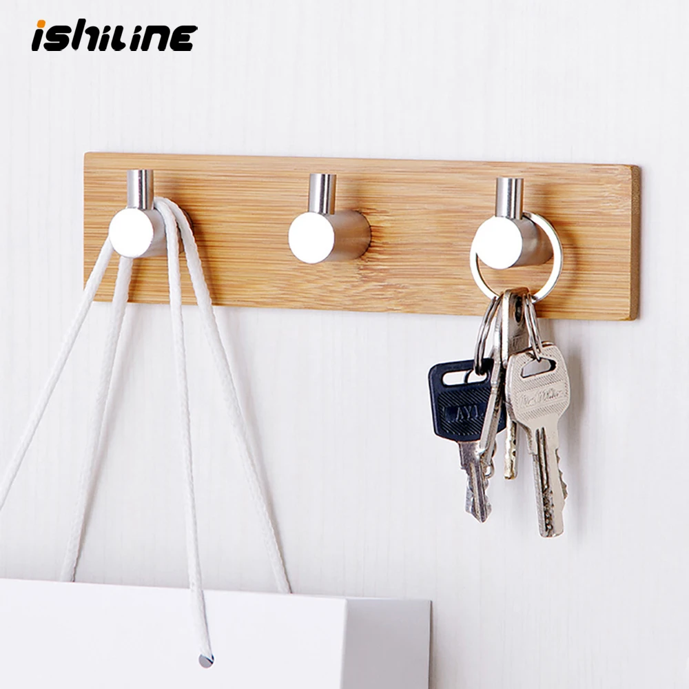 Нержавеющий крючок из натурального бамбука для ключей нержавеющей стали