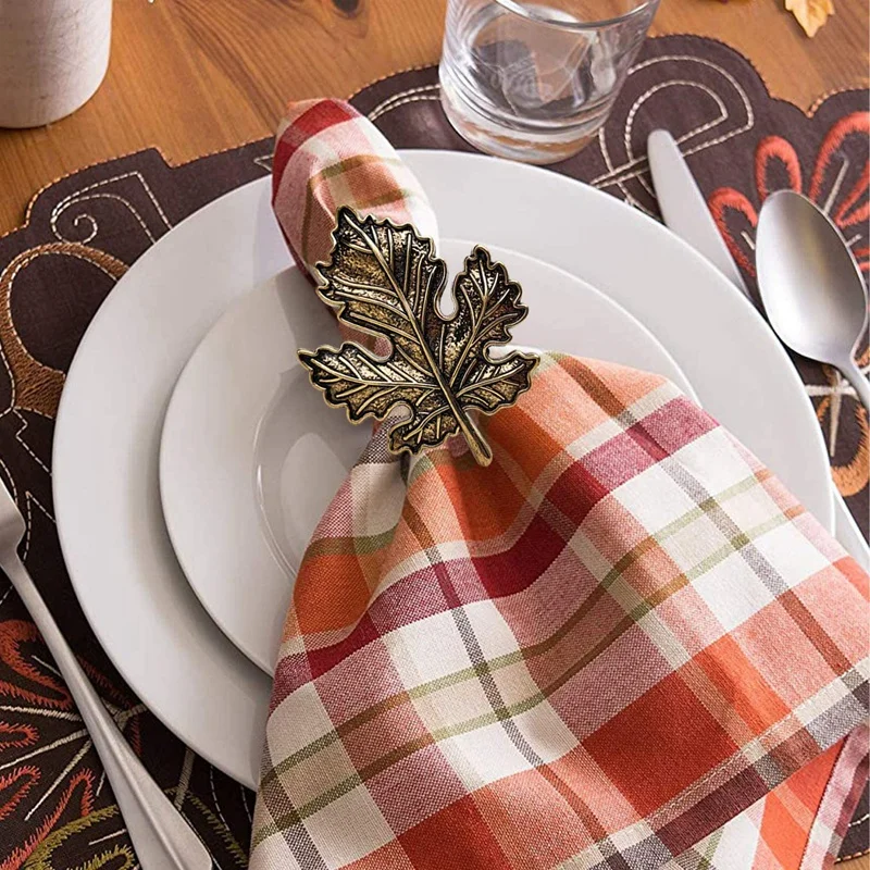 

Maple Napkin Ring,Autumn Napkin Ring,Retro Alloy Napkin Holder,for Thanksgiving,Autumn Theme Party Table Decoration