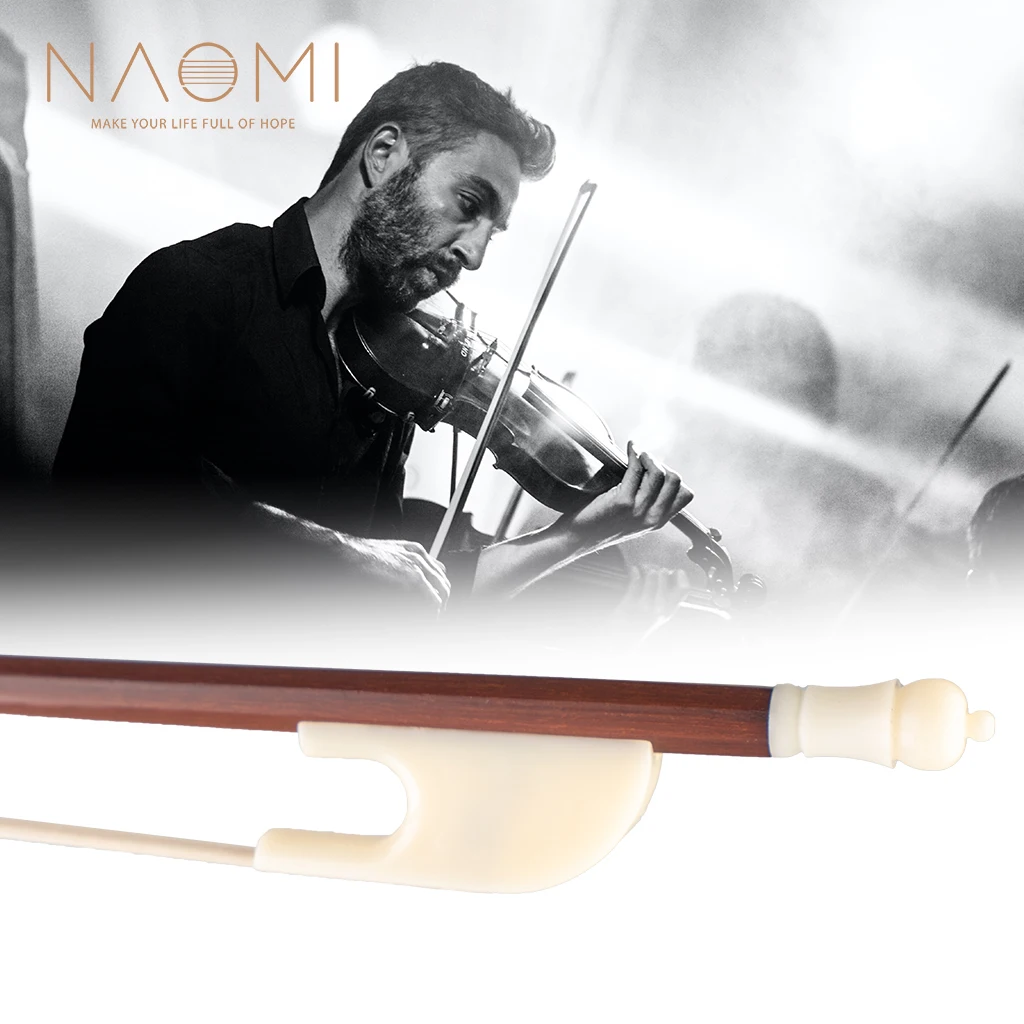 Лук для скрипки NAOMI в барочном стиле 4/4 из бразильского дерева с белой лягушкой цвета слоновой кости конского