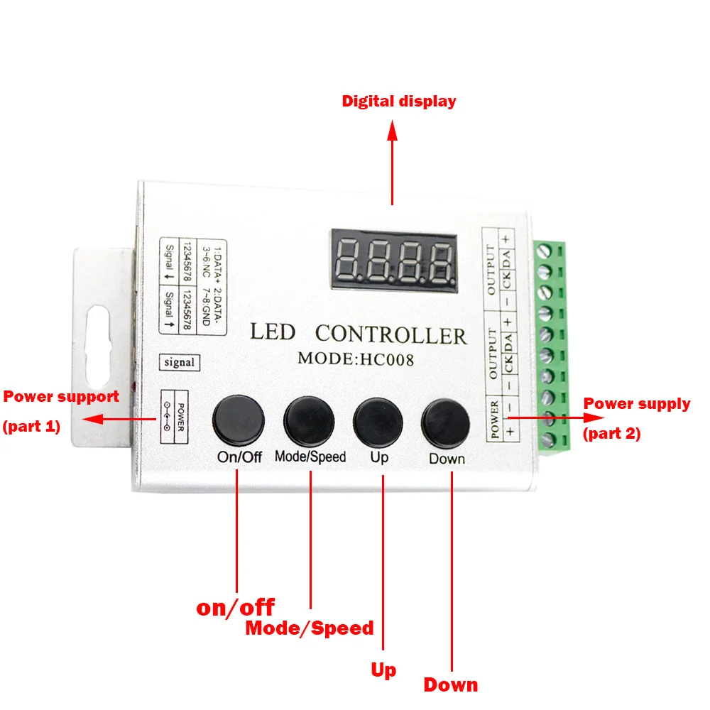 Светодиодная лента HC008 RF DC 12 В контроллер SPI Magic Dream цветной для световой ленты WS2812