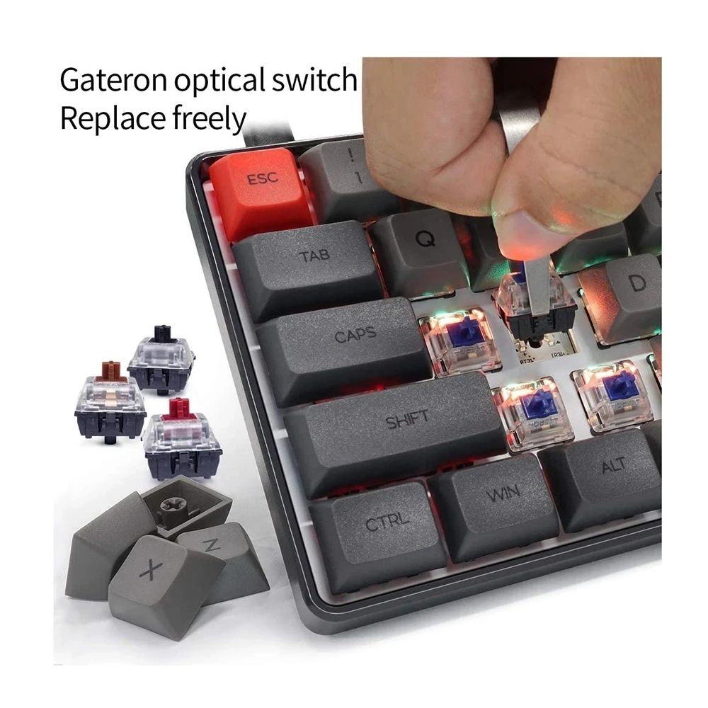 

SK61 61 Keys Hot Swappable Mechanical Keyboard RGB Backlit NKRO Type-C Cable for Win/Mac Gateron Optical Switch