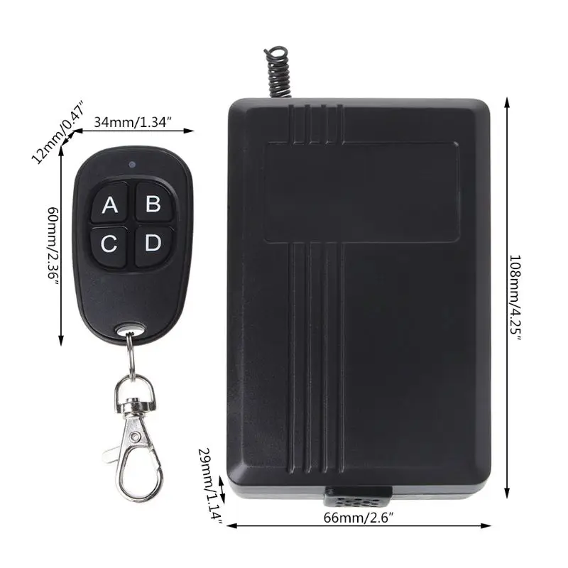 

AC 85-250V 4CH Wireless RF Remote Control Switch Security System Receiver Transmitter 433MHz for Garage Doors