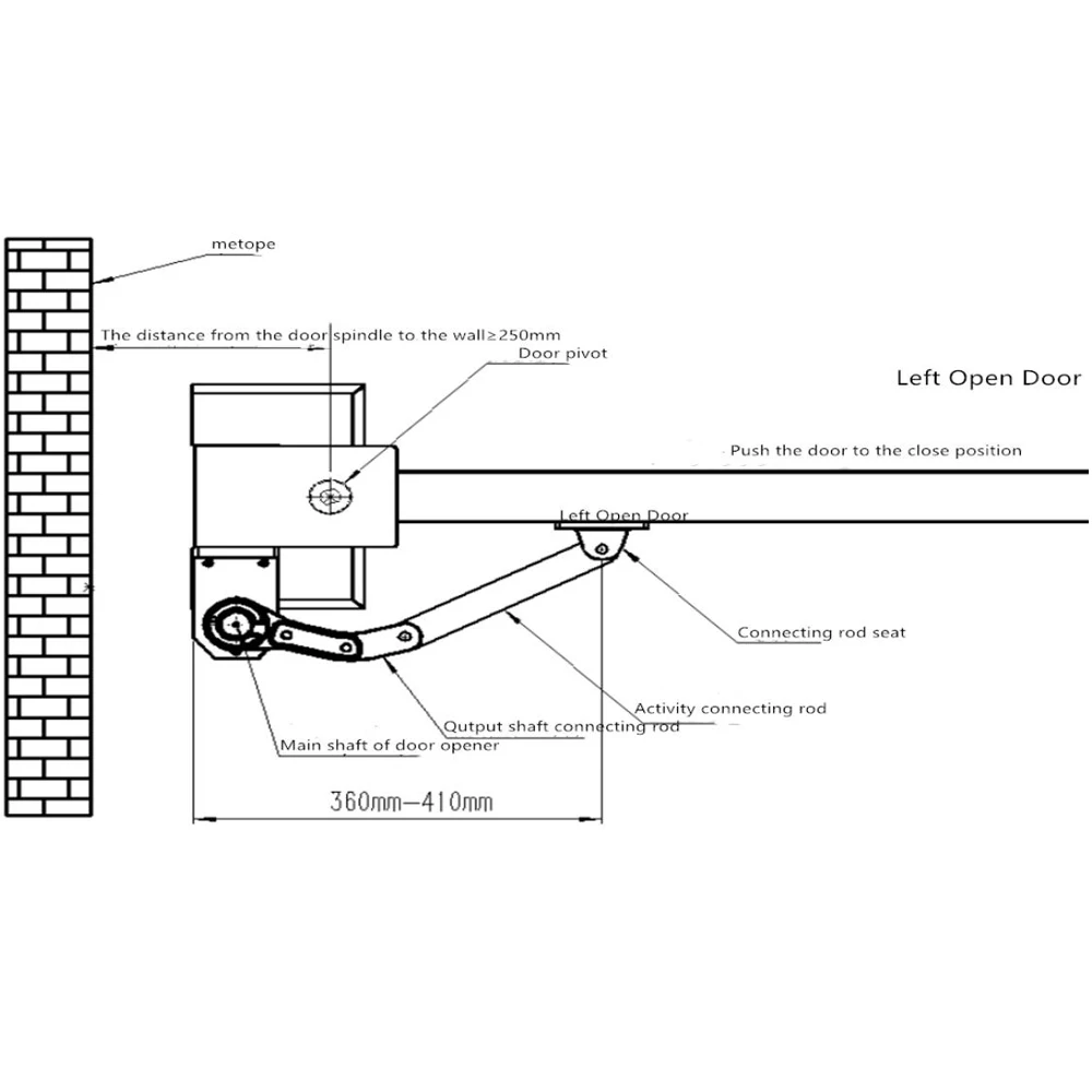 90-градусный автоматический механизм открывания плоских дверей