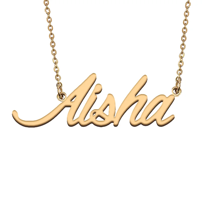 

Aisha Custom Name Necklace Customized Pendant Choker Personalized Jewelry Gift for Women Girls Friend Christmas Present