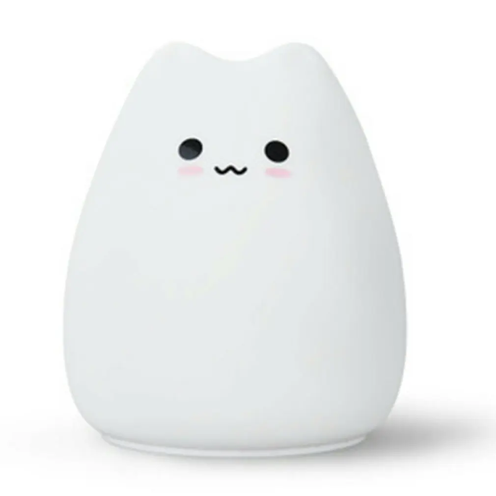 

Cute LED Night Light Silicone Touch Sensor Color Cat Night Lamp Kids Baby Bedroom Desktop Decor Ornaments Battery/USB Charge