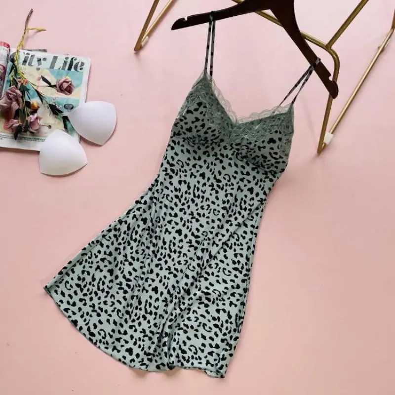 

Set Summer New Bathrobe Gown Leopard Sleepwear Women Sexy Kimono Robe Casual Nightwear Loose Sexy Homewear Intimate Lingerie