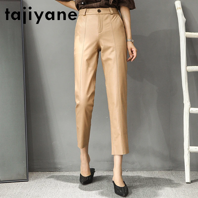 Tajiyane 2020 Women Bottoms Pants Real Sheepskin Trousers Woman Cloth Womens High Waist Pants Leather Trousers Ropa Mujer TN1287