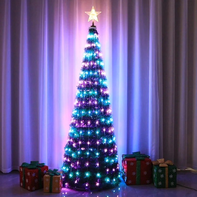 Árvore De Natal Decorações De Natal Para Casa Mudando Iluminação Fibra  Óptica Luxo Luz Quente Natal