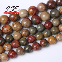 natural picasso jaspers stone beads round loose spacer beads for jewelry making diy bracelet accessories wholesale 4 6 8 10 12mm