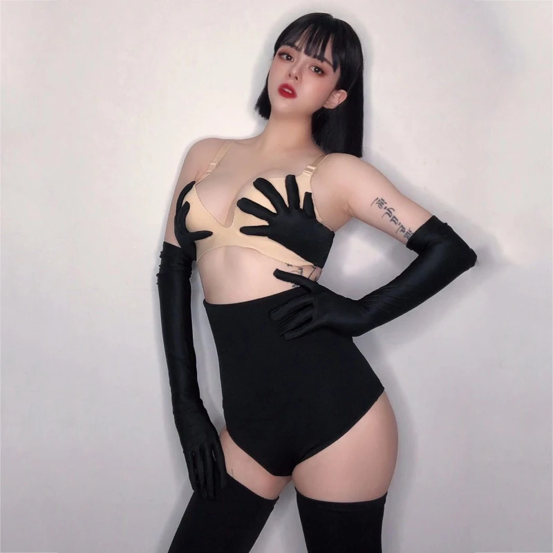 Сексуальное черное бикини с завышенной талией шорты женский ночной клуб DJ DS Gogo